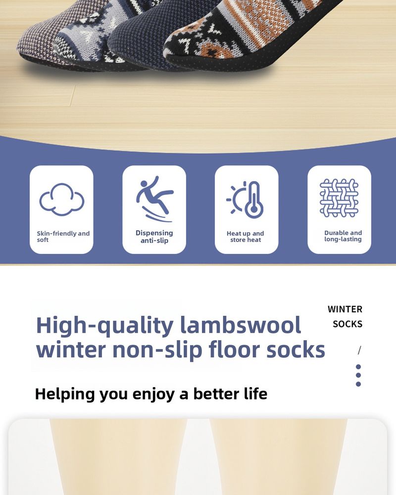 Men's Winter Thermal Socks Cover Dispensing Non-slip Shoes And Socks Indoor Home Socks Medium Tube Piled Thickened Floor Socks Multi-color Optional_voghion.com