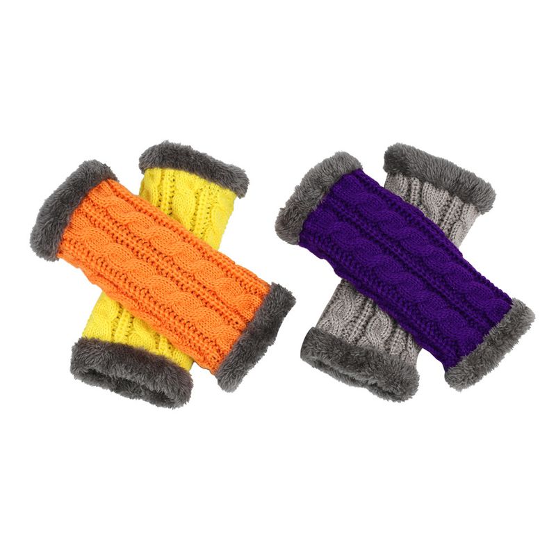 Unisex Fleecehandschuhe Gestrickte fingerlose Handschuhe mit Achterdrehung Kurze warme Manschette mit Fleecehandschuhen_voghion.com