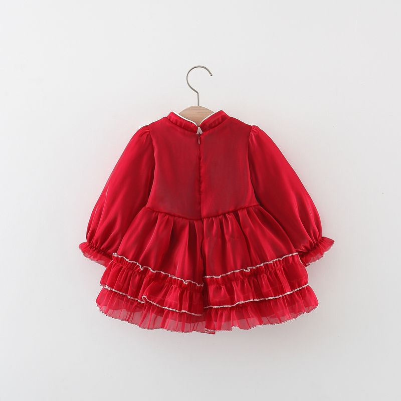1582 Abbigliamento per bambini all'ingrosso Primavera e autunno Nuovo abito ricamato in pizzo per ragazze Abito da principessa in pizzo stile coreano per ragazze_voghion.com