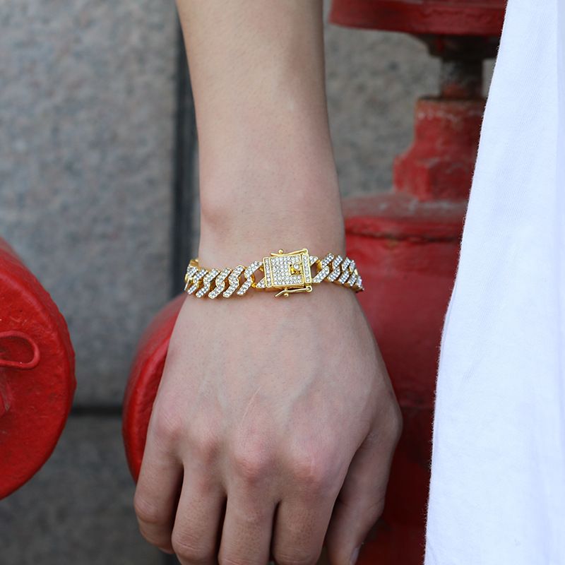 Heren- en damessieraden Hiphop Cubaanse schakelketting 12 mm volledige CZ-diamanten punk retro-stijl ketting voor streetwear punk retro-stijl hiphop sieraden_voghion.com