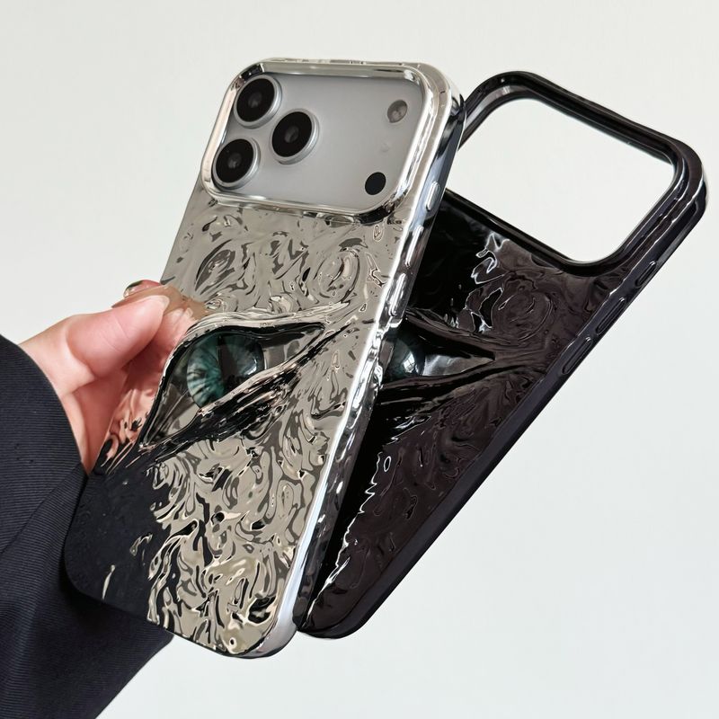 Modische, galvanisierte 3D-Augenhülle mit geknittertem Muster für iPhone 16 Pro Max, 15 Plus, 14 und 13_voghion.com