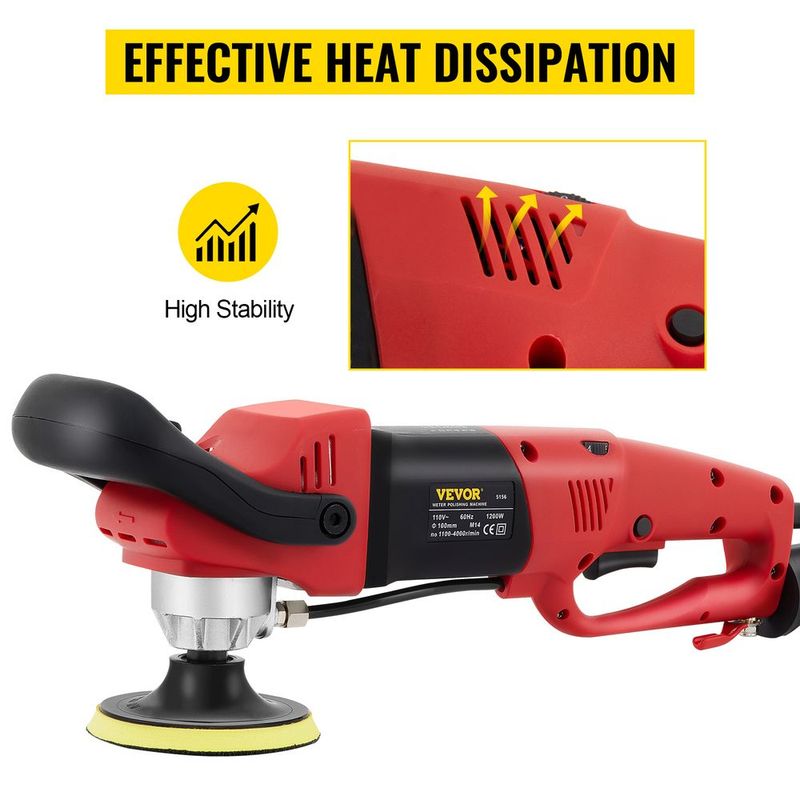 VEVOR Wet Polisher Grinder, Variable Speed 4" & 5" Diamond Polishing Pads, Buffing Machine With 78.7" Water Pipe Adapter & Splash Shield, Electronic Concrete Stone For Title Floor Countertop CE_voghion.com