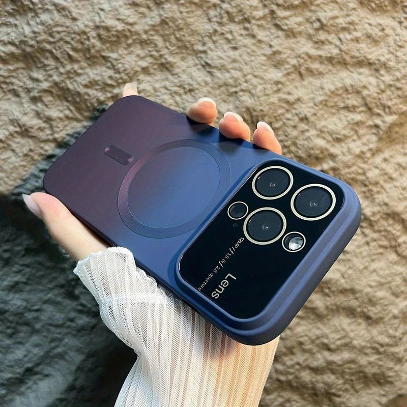 Novo estilo de luxo magnético gradiente cor telefone capa para 15 14 13 12 11 Pro Max Plus fosco 15 Pro magnético sem fio carregamento casos com protetor de lente_voghion.com