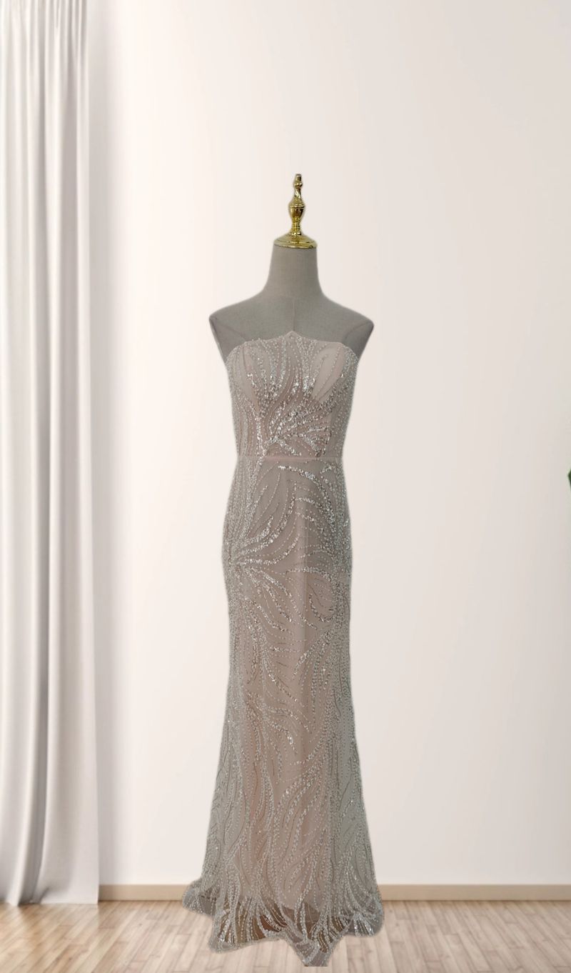 Abito da sera glamour a sirena con paillettes per donna - Elegante abito lungo aderente con spalle scoperte per feste e banchetti_voghion.com