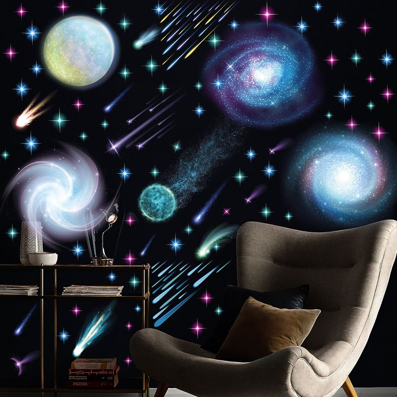 Blå Vortex Væg AFG3523 Universe Lysende Aurora Flow Regn Klistermærker_voghion.com
