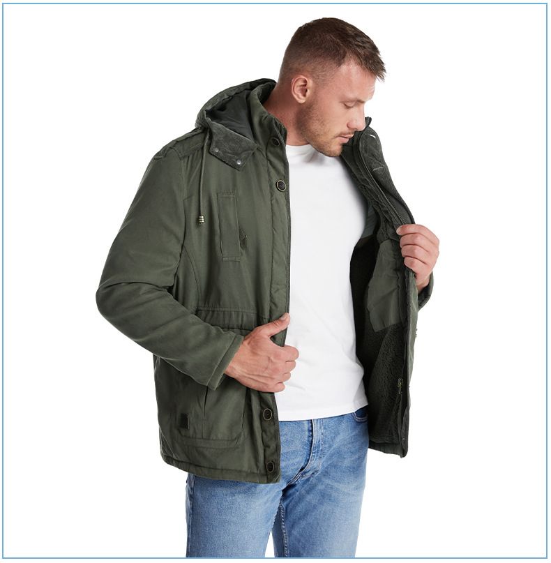 Men's Plus Size Shearling Hooded Cotton Jacket Thickened Multi-Pocket Cotton Top Casual Mid-Length Coat_voghion.com