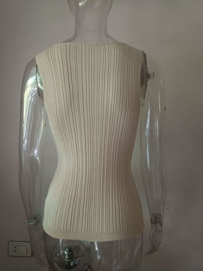 Débardeur sans manches pour femme - Débardeur d'été décontracté en polyester, coupe ajustée, respirant et léger, polyvalent pour la superposition_voghion.com
