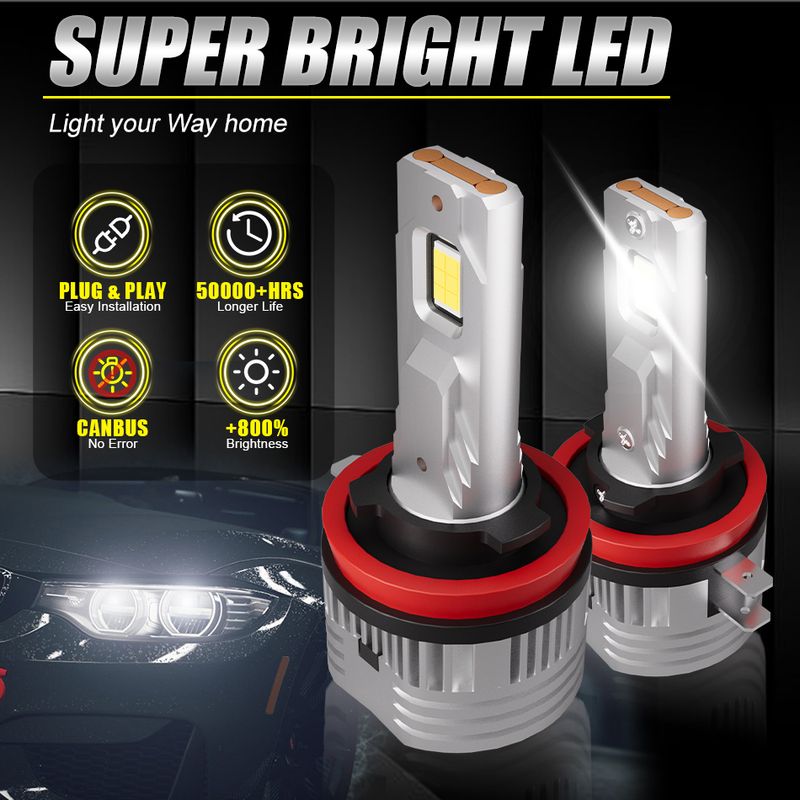 2 lampadine per fari auto H11B 300W 30000LM Canbus Super Brig 7535 CSP LED 1:1 Mini Turbo Headlamp Wireless Auto Fendinebbia_voghion.com
