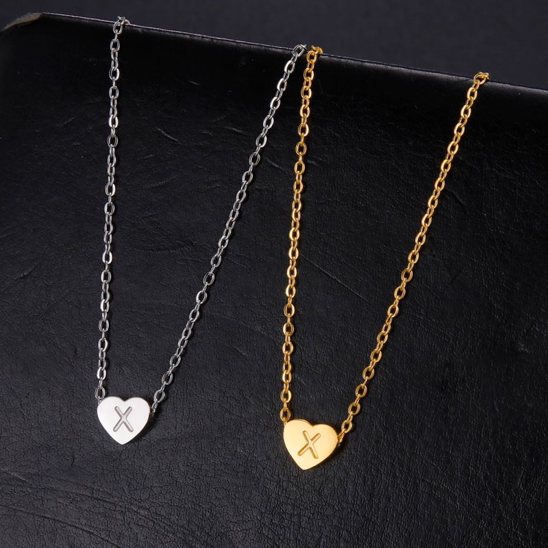 Cazador Halsketten mit Herz-Anhänger aus Edelstahl mit Anfangsbuchstaben für Frauen, Halsband, Kette, Schmuck, Geburtstagsgeschenke, Kpop-Trend_voghion.com