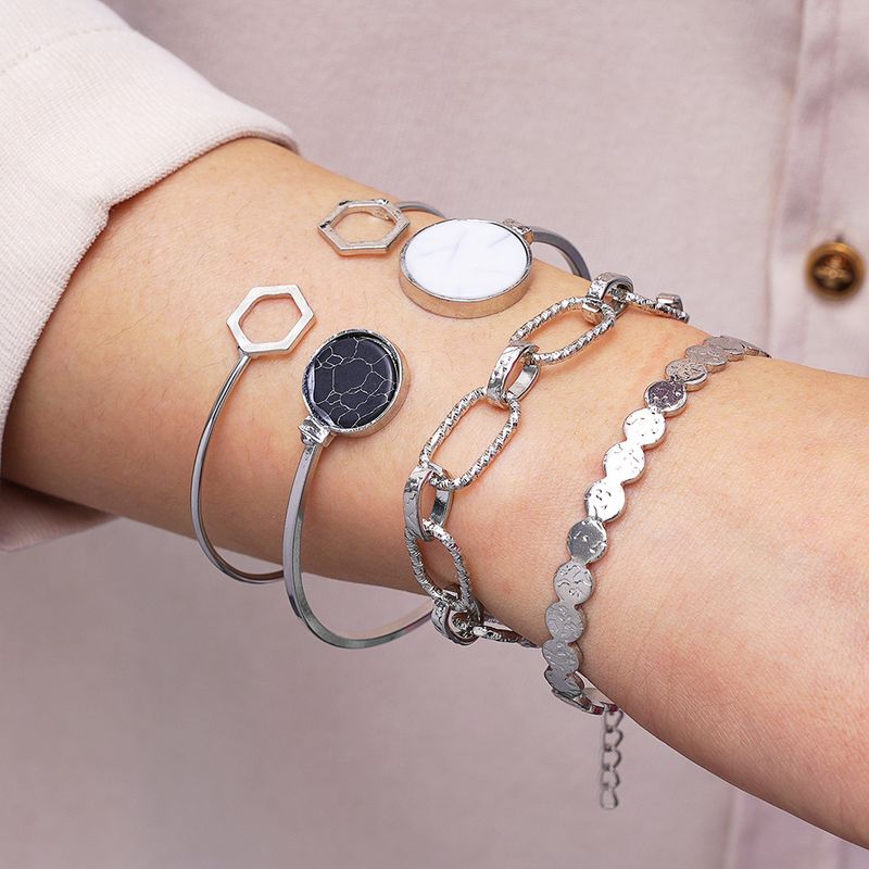 New Combination With Personalized Minimalist Geometric Opening, 4-piece Set And Bracelet_voghion.com