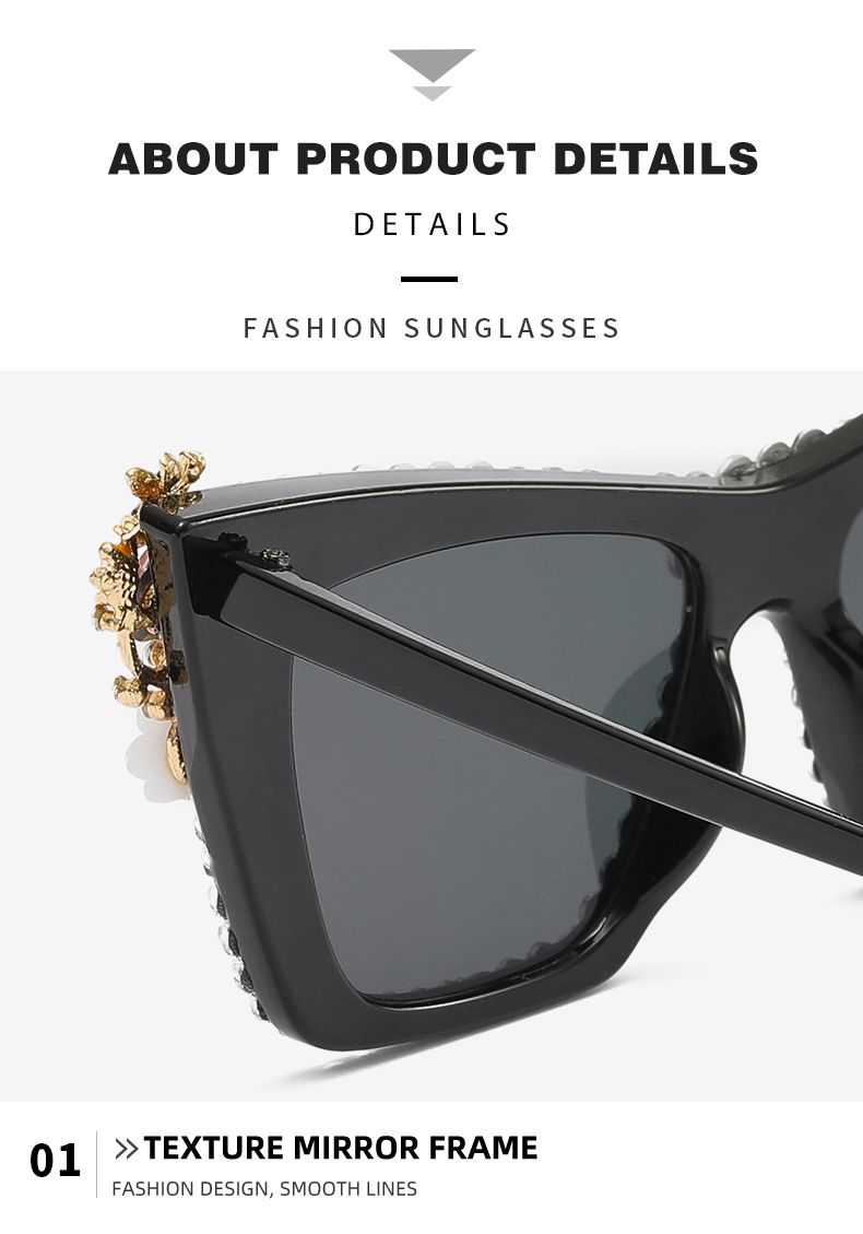 New Rhinestone With Diamond Inlaid Cat Eye Frame, Fashionable For Women, Trendy And Versatile Sunglasses Glasses_voghion.com