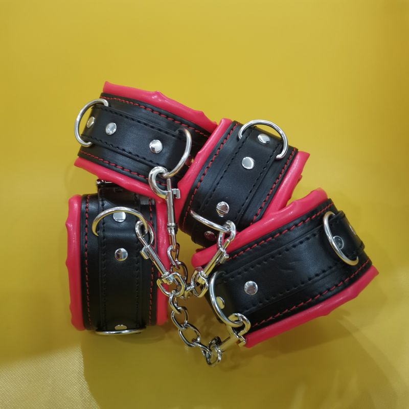 Manette imbottite in morbida pelle PU, polsini per caviglie, collare per il collo, accessori per restrizioni BDSM, giocattoli sessuali per adulti._voghion.com