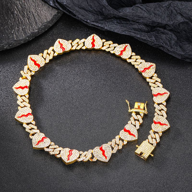 Accessori personalizzati in lega con catena cubana, nuovi diamanti, accessori hip hop di nicchia con crack rosso_voghion.com