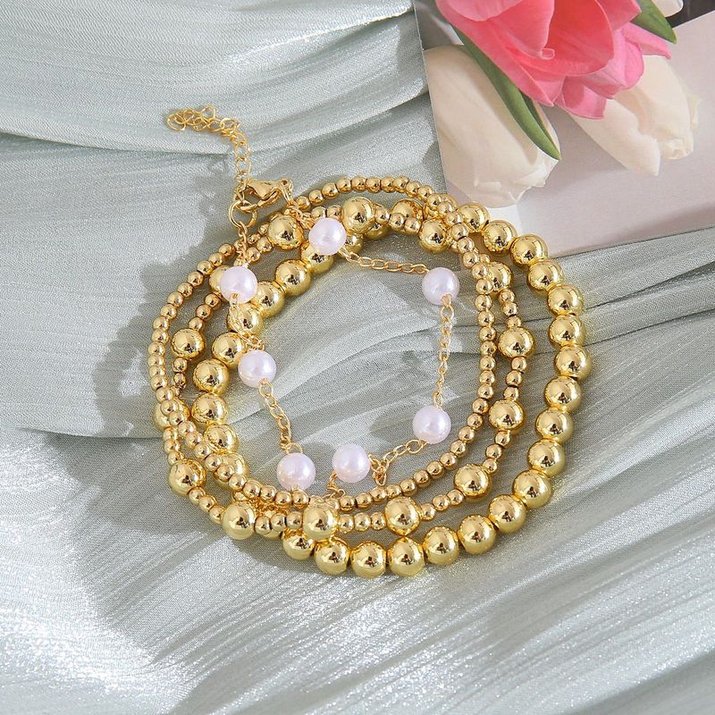 Braccialetto di perle in rame dorato e perle Super Fairy, set di quattro pezzi con perline a strati, regalo di compleanno per donne_voghion.com