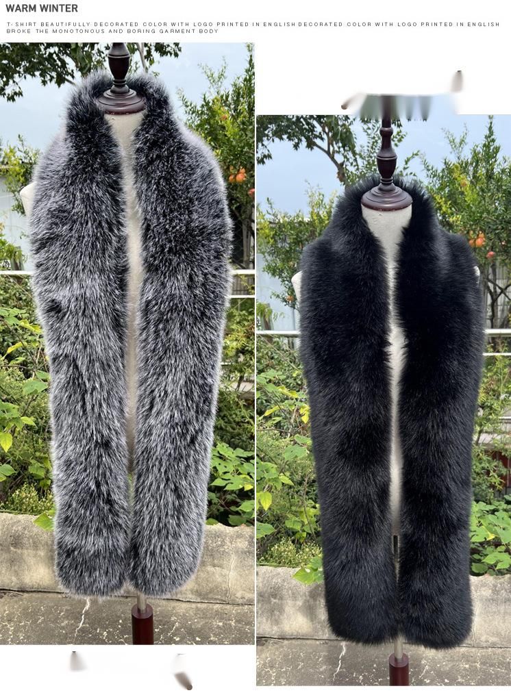 Vielseitiger langer Schal mit Fuchs-Waschbär-Motiv, warmer Pelz-Nackenwärmer für Damen im Winter_voghion.com