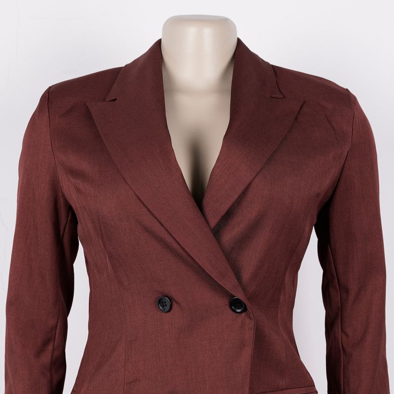 Elegantes Büroanzug-Set für Damen – Slim-Fit-Blazer und Hose mit hoher Taille für den beruflichen Weg zur Arbeit (Marineblau, Weinrot, Blaugrün)_voghion.com