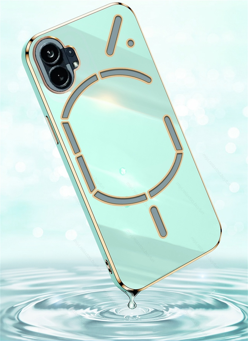 Luxe Vierkante Plating Gouden Frame Schokbestendige Case Voor Niets Telefoon 1 NothingPhone1 5G Camera Bescherm Cover Geen Ding Phon_voghion.com