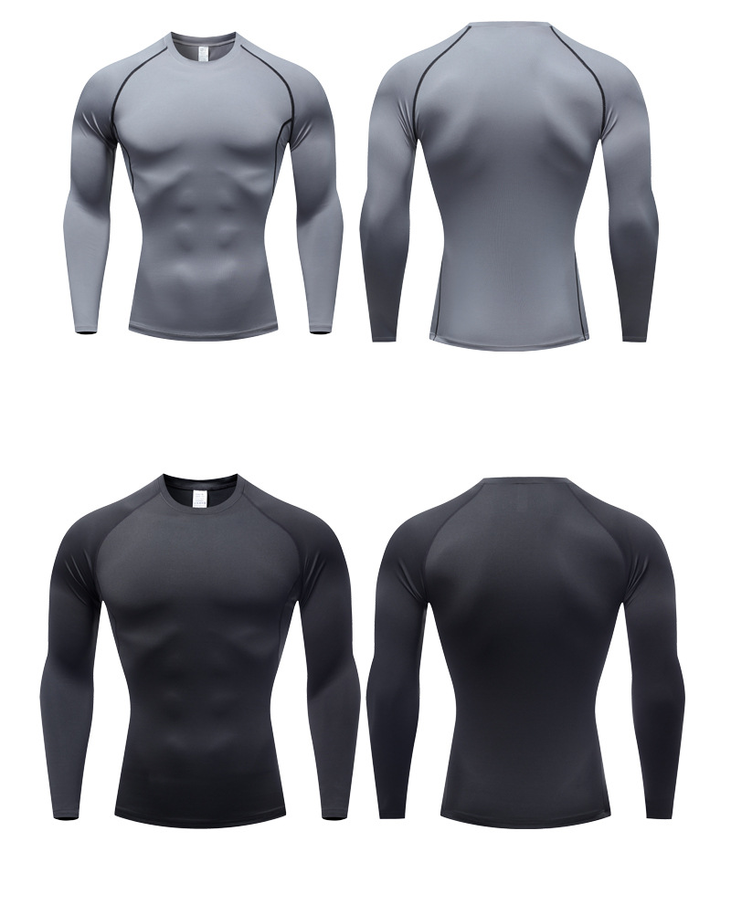 Ανδρικά ρούχα Υψηλή ελαστική αθλητική κολάν ανδρικό μακρυμάνικο κοντό μανίκι μπλουζάκι για τρέξιμο για τρέξιμο_voghion.com