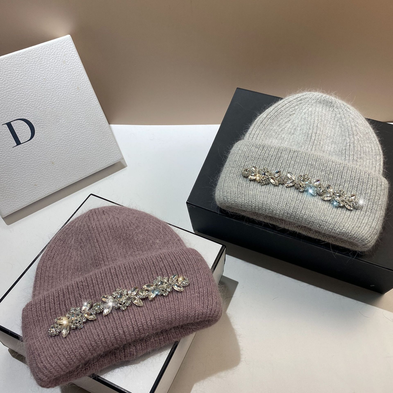 Cappello lavorato a maglia con capelli di coniglio intarsiato a vento profumato, leggero e leggero francese, in lana calda da donna alla moda e straniera_voghion.com