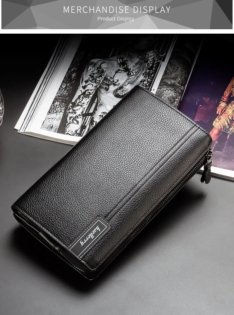 BAELLERRY New Men's Clutch Bag. Business Casual Large-capacity Pebbled Zipper Clutch. Wallet. High-end Men's Bag._voghion.com