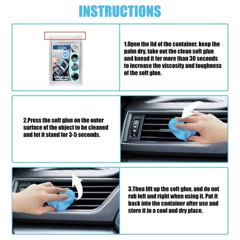 Fango per la pulizia dell'auto, pulizia delle fessure interne dell'auto, polvere di scarico, fango per la pulizia multifunzione_voghion.com