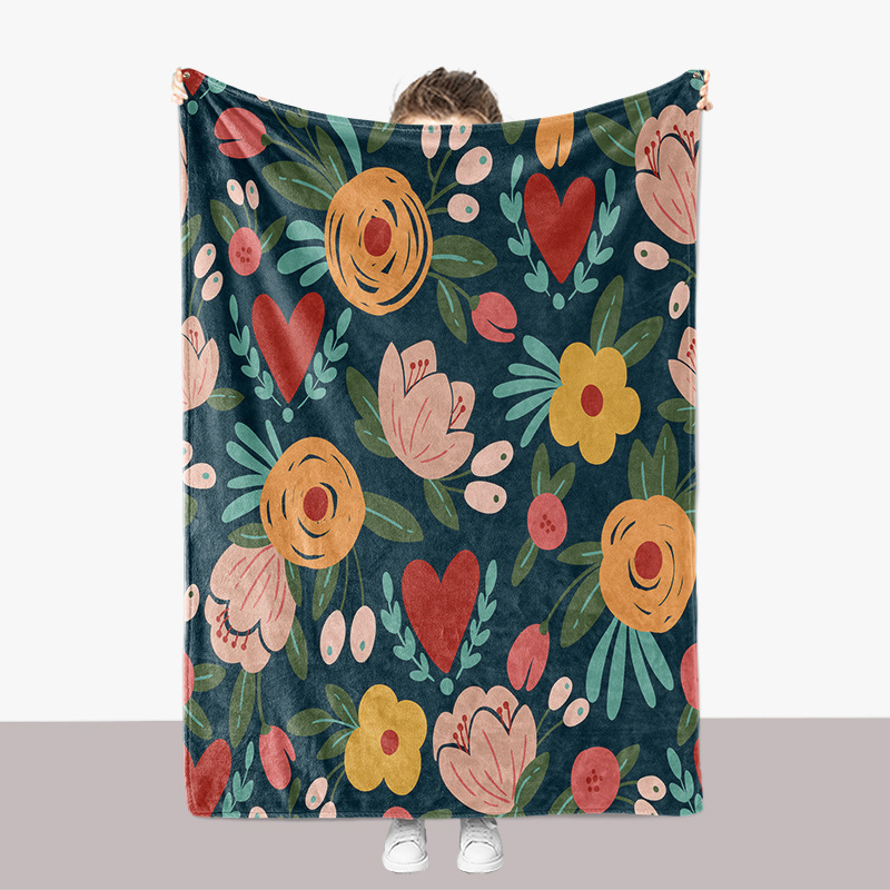 Couverture épaisse en flanelle imprimée en 3D pour canapé, séries fleurs, fleurs et plantes_voghion.com