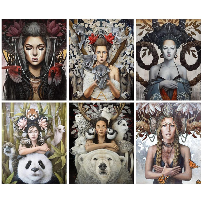 PhotoCustom Abstract By Numbers Handpainted Decorative paintings Beautiful Woman Home Decor Digital Portrait For Kid Gift_voghion.com