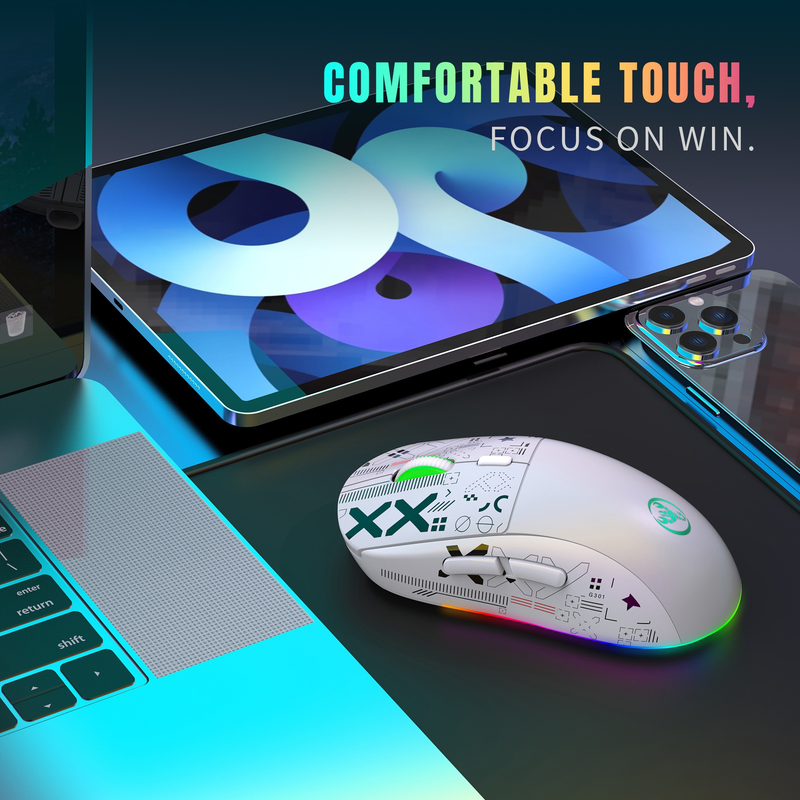 3 režiimiga Bluetoothi mängude taaslaetav 2,4G USB juhtmeta RGB taustavalgustusega hiir iPadi tahvelarvuti sülearvutile_voghion.com