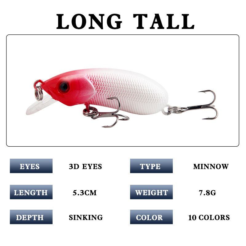 Lokkemad Ferskvands Langdistance Kast Langsomt Synkende Elritse 50cc 5.3cm/7.8g Farverig Aborre Angrebsmad_voghion.com