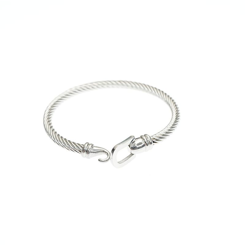 Bracciale da uomo in acciaio al titanio, semplice e alla moda, con fibbia a ferro di cavallo, in corda intrecciata inossidabile_voghion.com