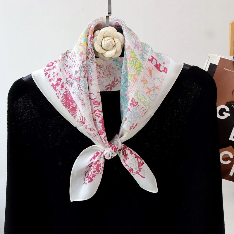 Hochwertiger Monet-Garten! Doppelter Crêpe-Schal für Damen, vielseitiger quadratischer Halsschal aus Maulbeerseide für Frühling und Sommer, doppelt_voghion.com