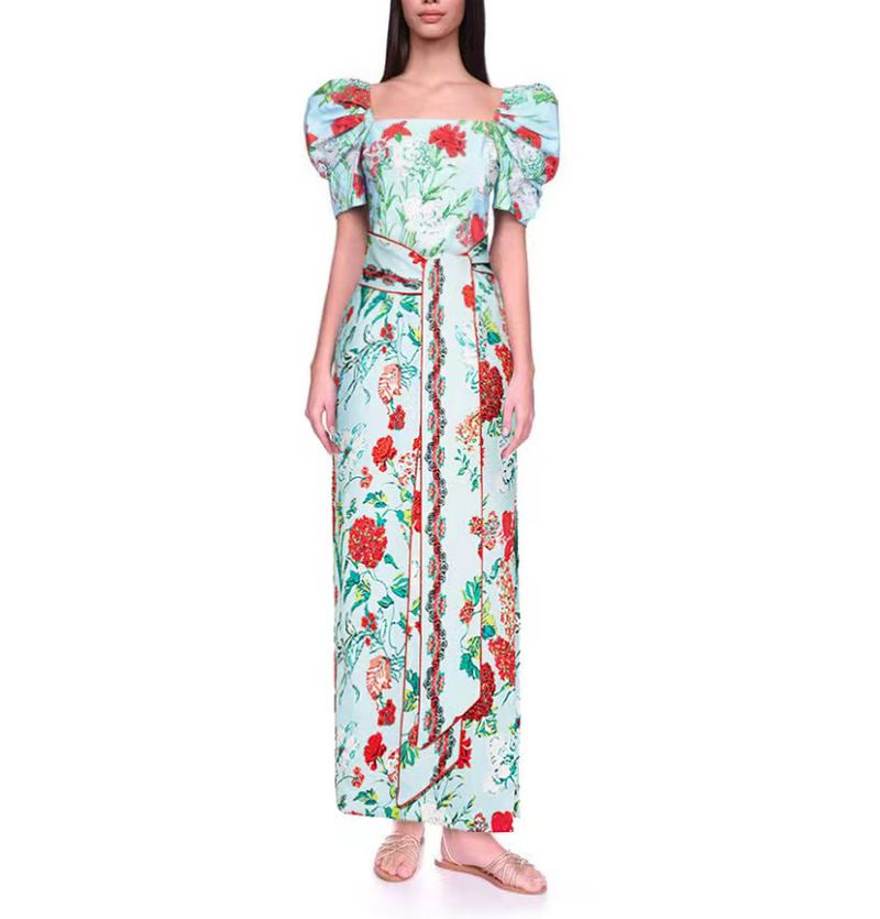 Badedragt med retro blomsterprint og flæsestropper til kvinder_voghion.com