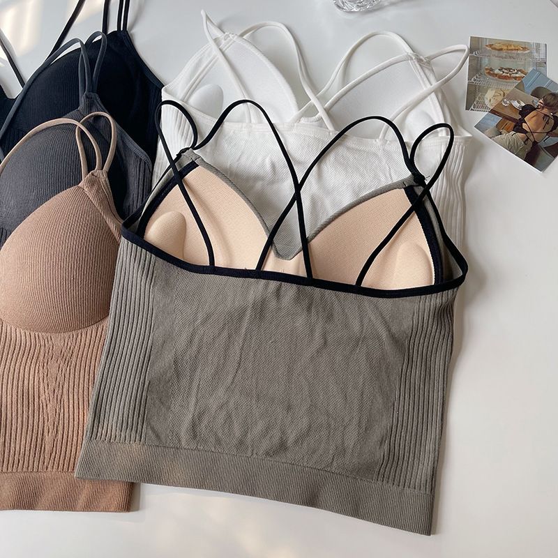 Seamless fixed cup one-piece sexy suspender back bra, gathered, strapless, wrapped, anti glare, breathable underwear for_voghion.com