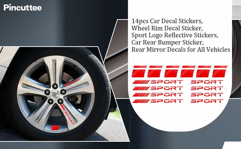 14 stuks autovelgen met gestreepte reflecterende stickers Waterdichte wielen met rode strepen 18-21 inch_voghion.com