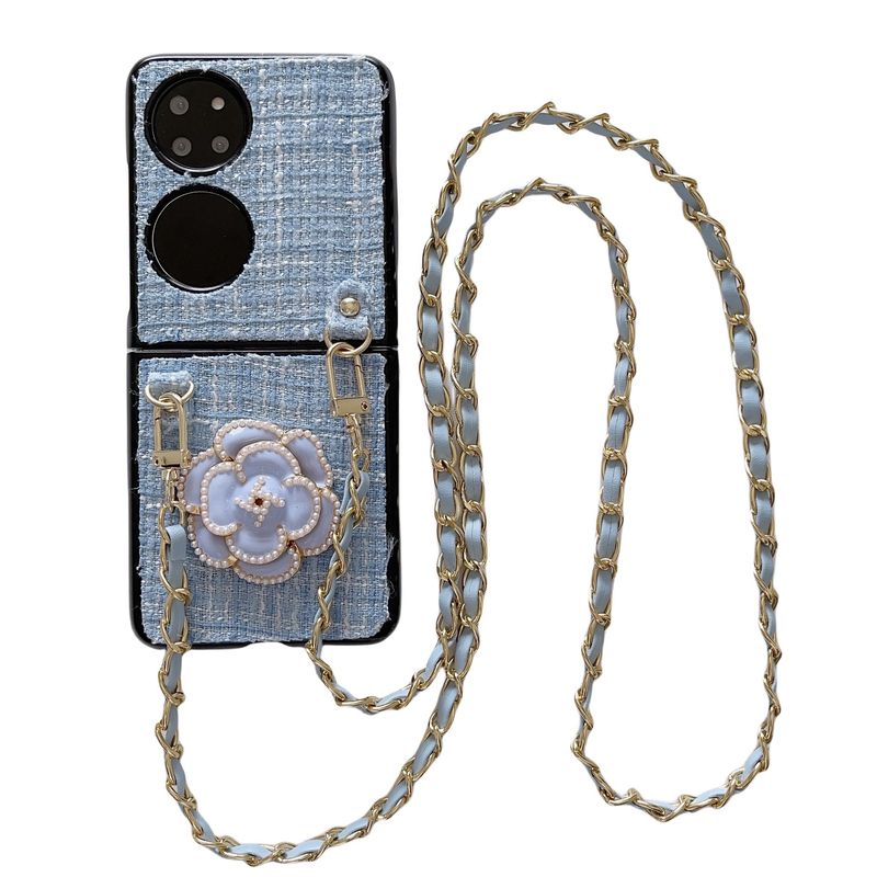 Dotyczy Huawei p50pocket składany ekran telefonu komórkowego etui Camellia styl tkana skórzana kieszeń S crossbody_voghion.com