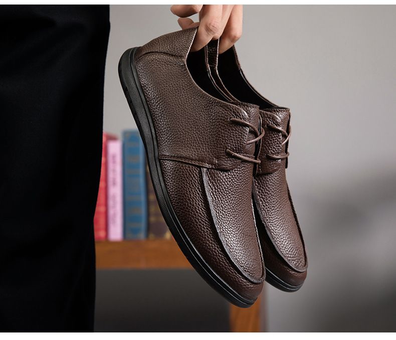 Herren-Freizeitschuhe aus Leder, Freizeitschuhe aus Leder mit Schnürung, Herren-Plateauschuhe aus weichem Leder_voghion.com