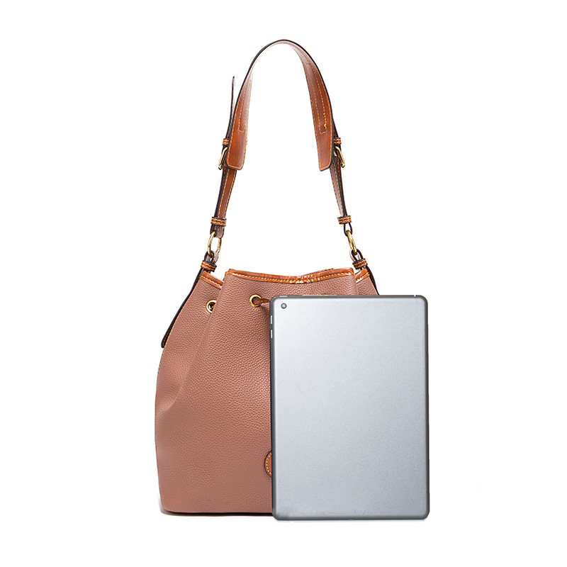 2023 New Hot Sale Retro Pebble Litchi Grain Pattern Fashion Shoulder Bag Versatile Commuting Portable Bucket Women's Bag_voghion.com