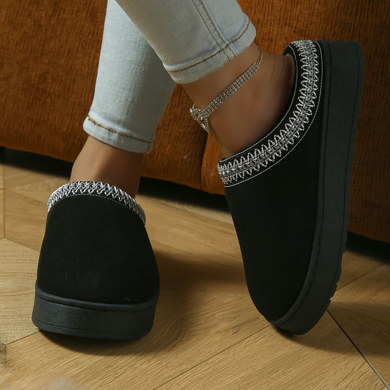 Suni Süet Slip-On Terlikler - Kalın Tabanlı Kaymaz, Sherpa Astarlı, İç ve Hafif Dış Mekan Kullanımı İçin_voghion.com