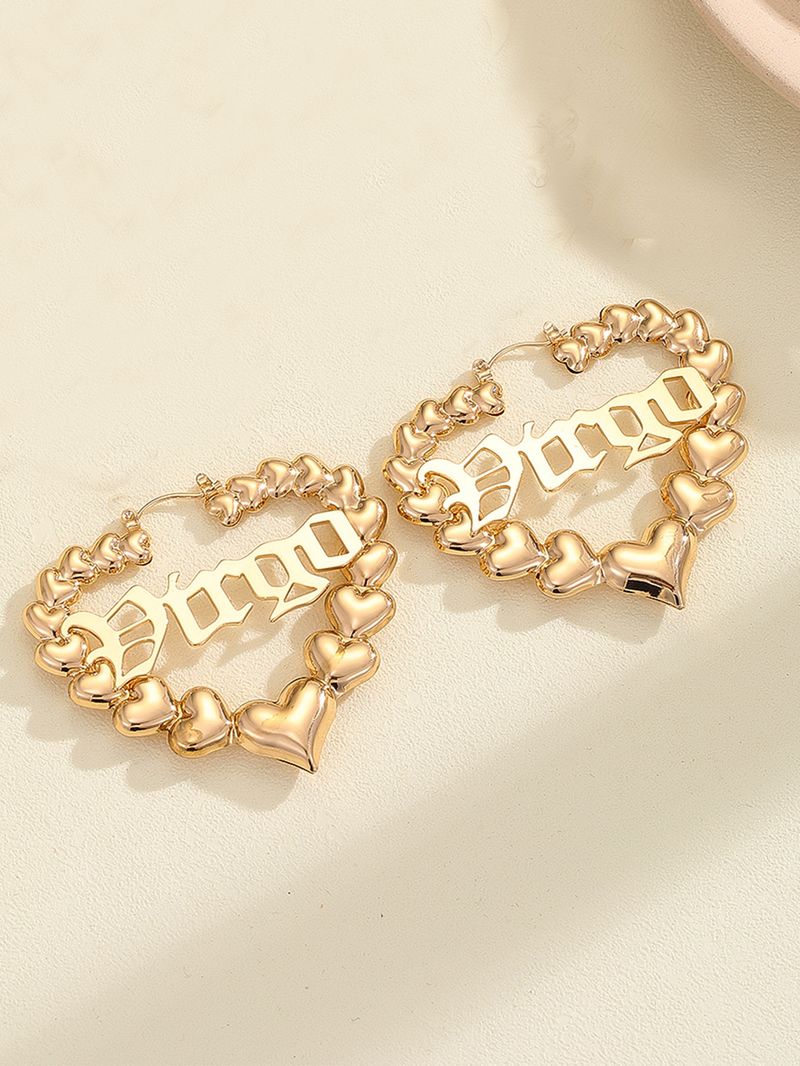 Statement Large Exaggerated High-end Feel DIY Letter Bamboo Knot Heart Earrings_voghion.com