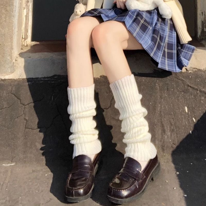 Knitted Slouch Cute JK Calf Autumn Winter Leg Shaping Slimming Long Tube Socks_voghion.com