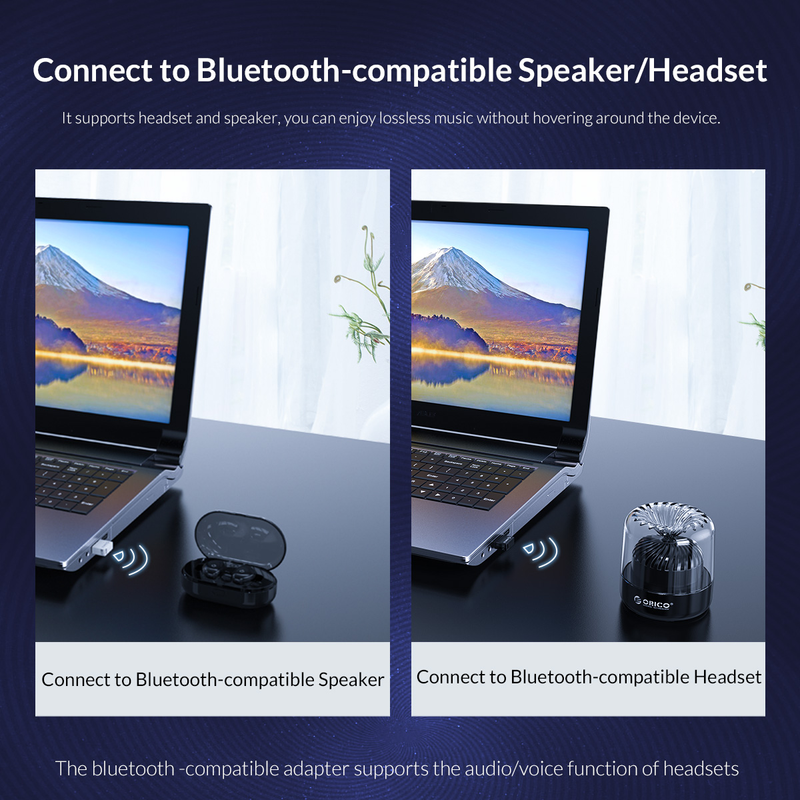 ORICO USB Bluetooth 5.0 Dongle Adapter Mini Wireless Mouse Music Audio Receiver Transmitter for PC Speaker Mouse Laptop_voghion.com
