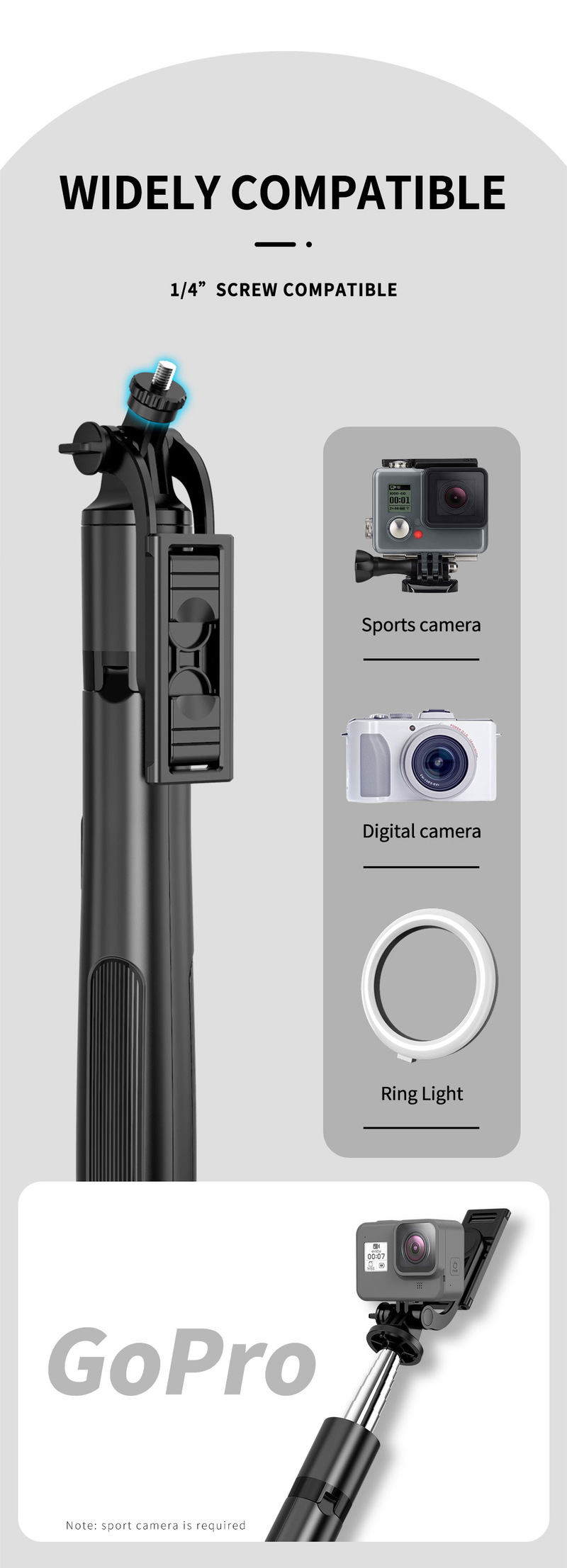 Treppiede autoscatto con telecomando, treppiede per telefono portatile, leggero e scalabile con iPhone Android_voghion.com