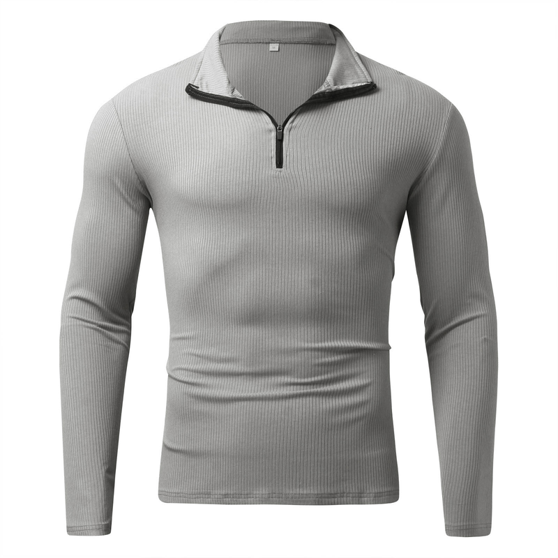 001 2023 Spring Cross-Border European American Autumn Winter New Zipper High Collar Men's Polo Shirt For And_voghion.com