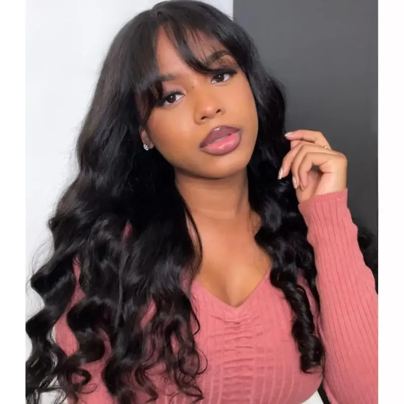 Body Wave Brazilian Human Hair Wig Sale Full Fringe Glueless Wigs_voghion.com