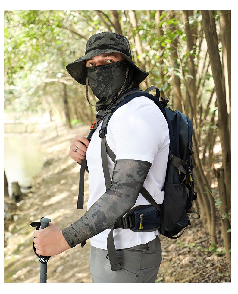 Mountain & Fishing Hat With Face Cover - UPF 50+ Sun Protection For Men, Adjustable Neck Gaiter & Cooling Arm Sleeves Set_voghion.com