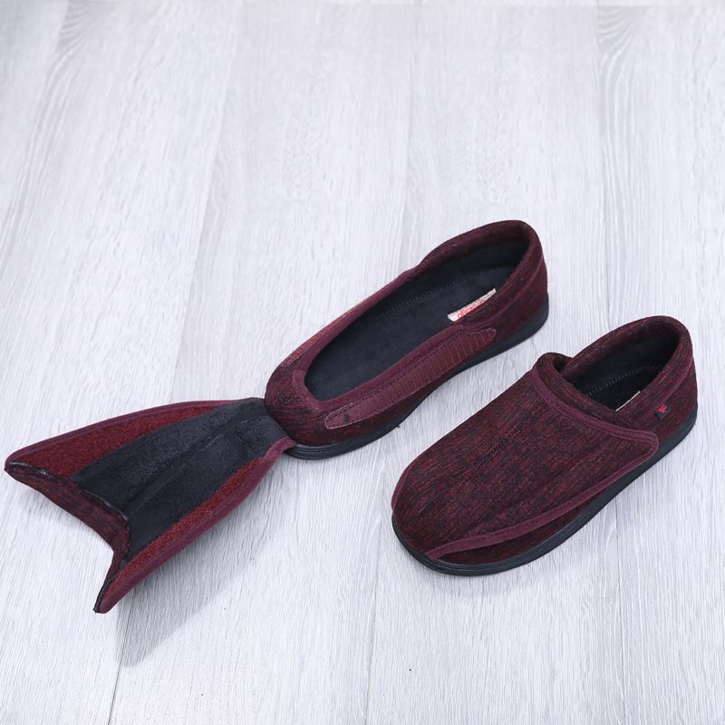 Ziwa Ge Winter New Warm Fleece-Lined Thickened Cloth Widened Velcro Shoe Top Openable Comfortable Cotton Shoes_voghion.com