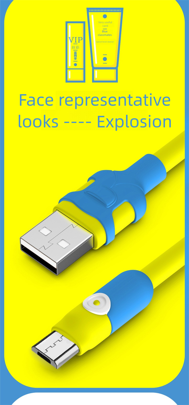 Blue Classmate 100W Super Fast Data Kompatibel mit iPhone, Huawei, Android Typ-C Ladekabel_voghion.com