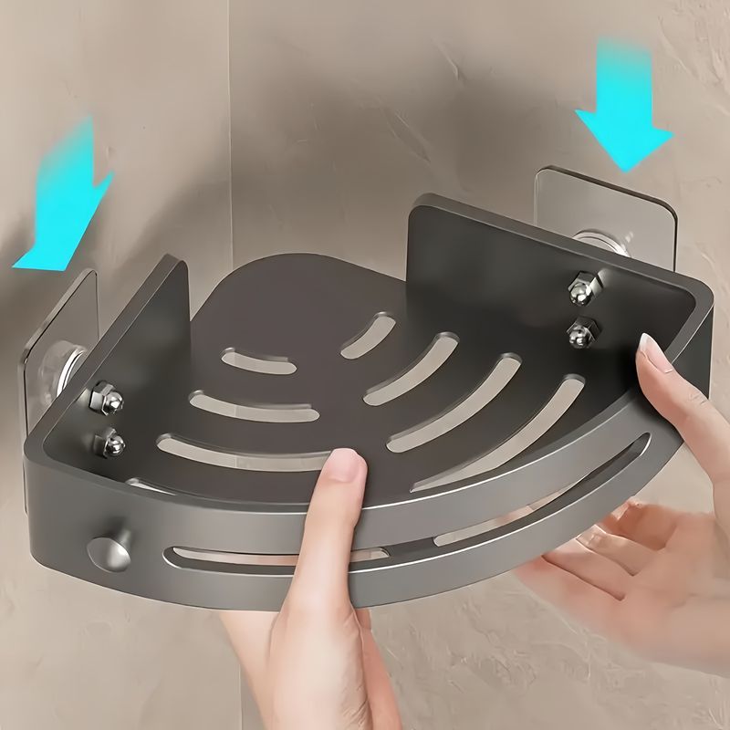 2pcs Adhesive No-Drill Shower Caddy Corner Shelf For Bathroom Storage Holds Shampoo Conditioner_voghion.com