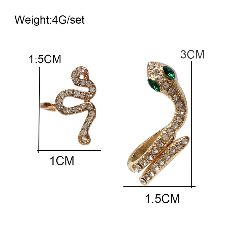 Damen-Schmuckset, modische Ohrringe, Legierung mit eingelegtem Strass, kleine Schlangenohrringe, einfache Ohrringe für Frauen_voghion.com