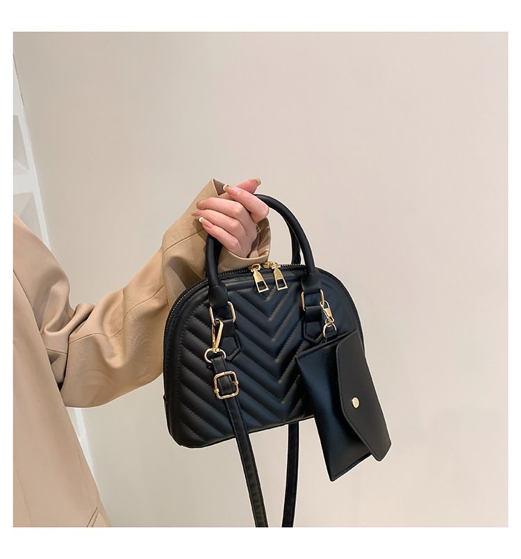 Borse da donna, borse popolari primaverili, borse da donna alla moda e versatili, borse a conchiglia a righe in due pezzi, borsa a tracolla singola piccola per temperamento femminile_voghion.com
